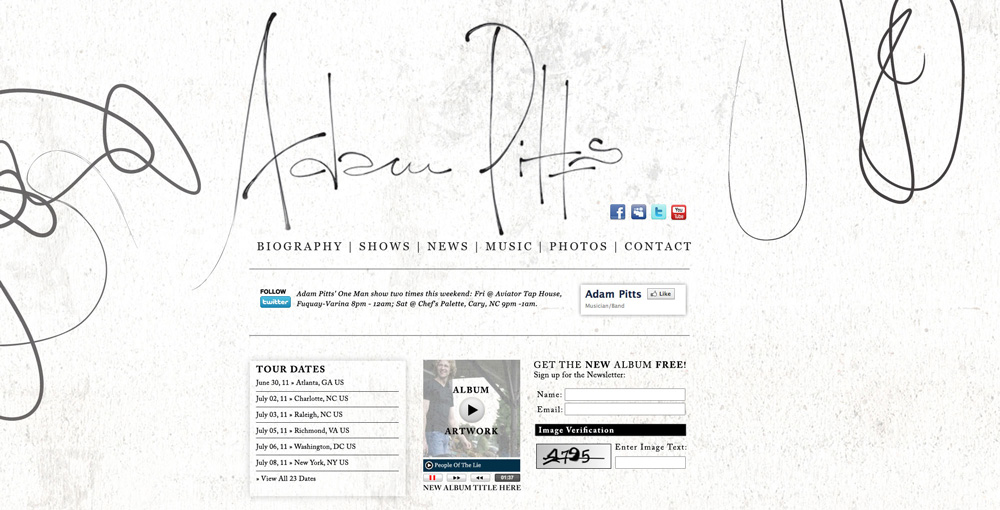 Adam Pitts Music Website Design